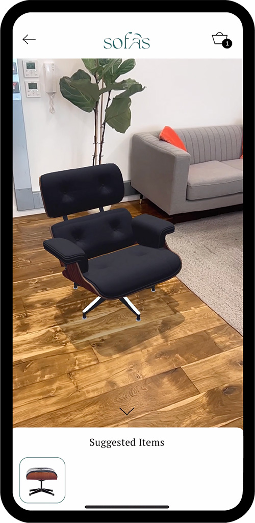 Furniture AR mobile example placing furniture in the room